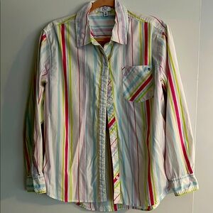 Crown & Ivy White and Pink Casual Button Down Shirt
